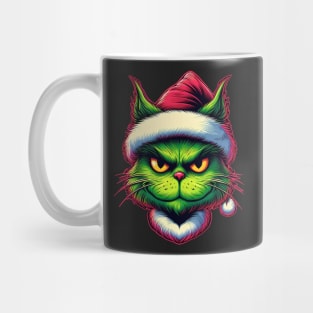 Cute Cat as The Grinch on Christmas Mug